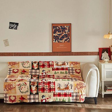 Marcielo Christmas Throw Blanket 50" x 60" Soft Flannel Holiday Blanket for Couch