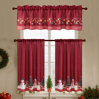 Marcielo Christmas Kitchen Curtains 3 pc Set Holiday Window Valance and Tiers