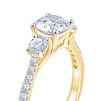 Brilliant Love 10k Gold 1 1/2 Carat T.W. Lab Grown Diamond Three Stone Ring
