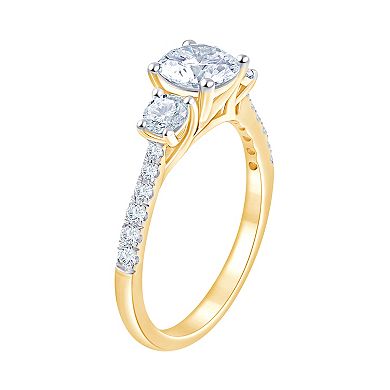 Brilliant Love 10k Gold 1 1/2 Carat T.W. Lab Grown Diamond Three Stone Ring