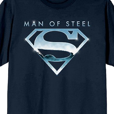Men's Superman Chrome Logo & Action Pose Graphic Tee