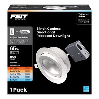 Feit White 7 in W Aluminum LED Canless Recessed Downlight 10.3 W
