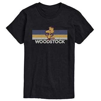 Big & Tall Peanuts Woodstock Stripes Retro Graphic Tee