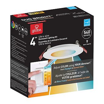 Globe Electric Ultra Slim Energy Star Frost White 4 in W Metal LED Canless Recessed Downlight