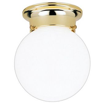 Westinghouse 7-1/4 in H X 6 in W X 6 in L Polished Brass White Ceiling Light