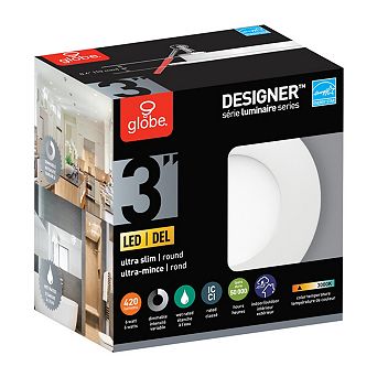 Globe Electric Designer Luminaire Series Frost White 3 in W Metal LED Canless Recessed Downlight 6