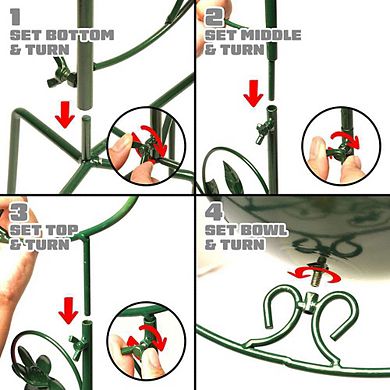 G128 35 Inch Height Iron Hummingbirds Bird Bath Bird Feeder with Trellis and Bowl