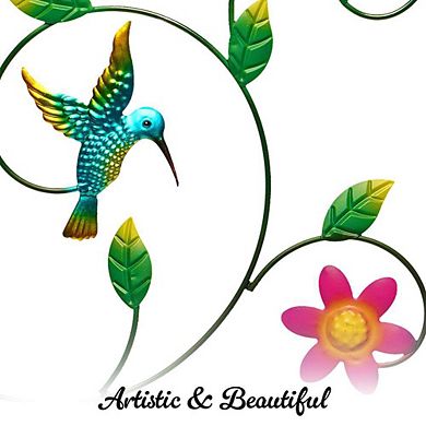 G128 35 Inch Height Iron Hummingbirds Bird Bath Bird Feeder with Trellis and Bowl