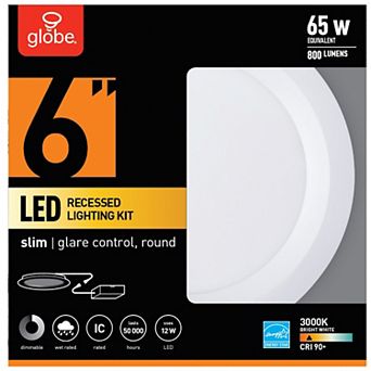 Globe Electric Ultra Slim Energy Star Frost White 6 in W Metal LED Canless Recessed Downlight 12 W