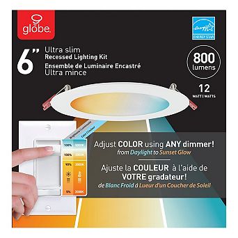 Globe Electric Ultra Slim Energy Star White 6 in W Plastic LED Canless Recessed Downlight 12 W