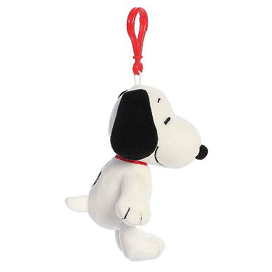 Aurora Mini White Peanuts 4.5" Snoopy Clip-On Adorable Stuffed Animal