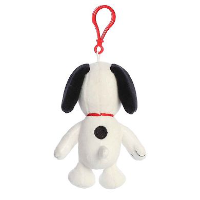 Aurora Mini White Peanuts 4.5" Snoopy Clip-On Adorable Stuffed Animal