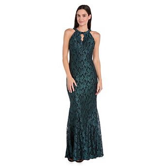 Women's R&M Richards Long Glitter Lace Scalloped Bodice Detail Dress