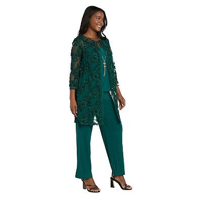Women's R&M Richards 3-Pc. Soutache Ribbon Duster Pantsuit