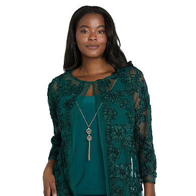 Women's R&M Richards 3-Pc. Soutache Ribbon Duster Pantsuit