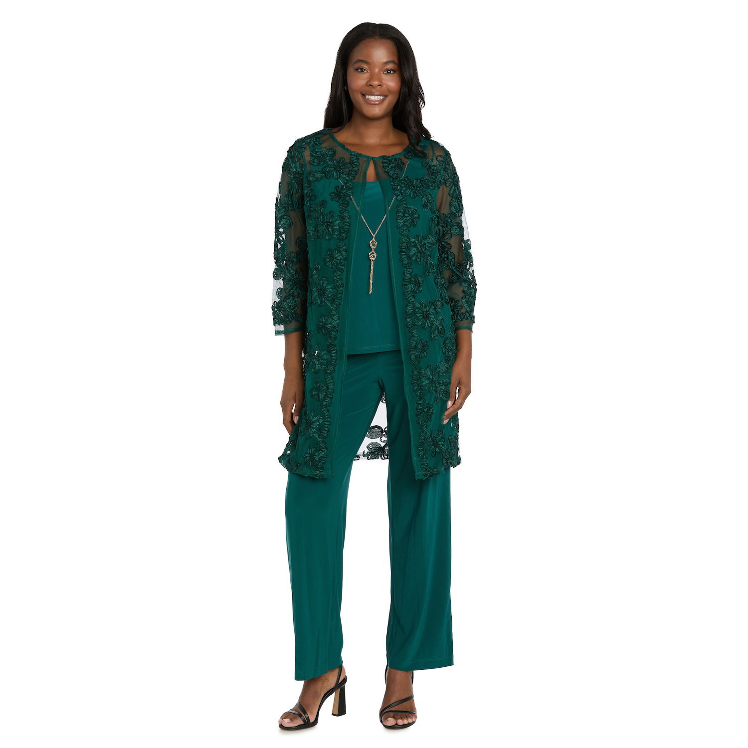 Женские платья R&M Richards 3 pc Soutache Ribbon Duster Pantsuit