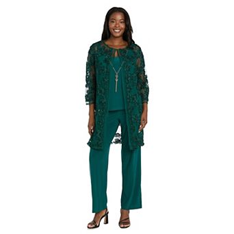 Women's R&M Richards 3 pc Soutache Ribbon Duster Pantsuit