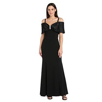 Women's R&M Richards Long Stretch Scuba Dress With Satin Bow