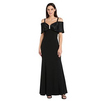 Women's R&M Richards Long Stretch Scuba Dress With Satin Bow