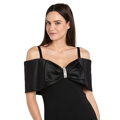 Women's R&M Richards Long Stretch Scuba Dress With Satin Bow