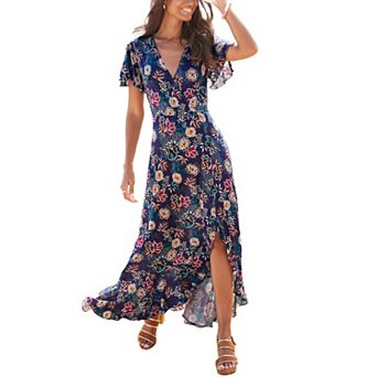 Lascana Women's Printed Side Slit Maxi Dress