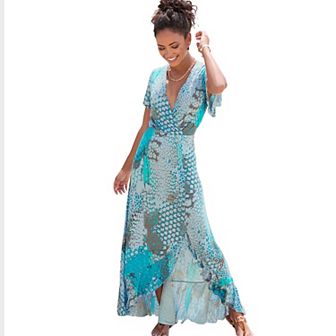 Lascana Women's Printed Side Slit Maxi Dress