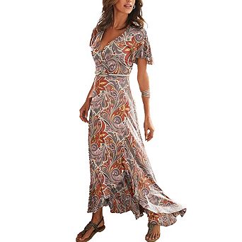 Lascana Women's Printed Side Slit Maxi Dress