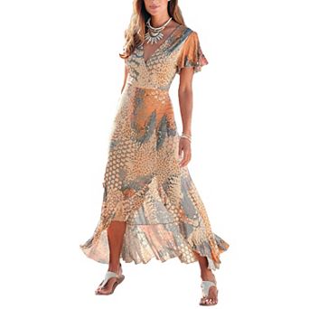 Lascana Women's Printed Side Slit Maxi Dress