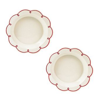 10 Strawberry Street 2 pc Red Swirl Design Ceramic Pie Dish Set