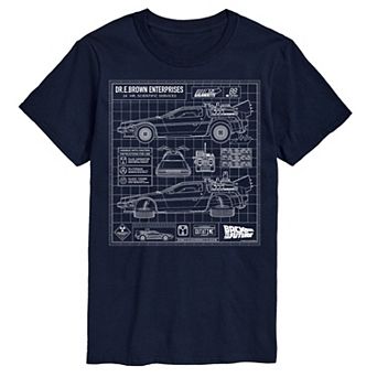 Big & Tall Back To The Future DeLorean Schematic Graphic Tee