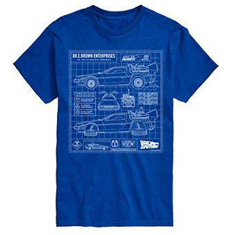 Big & Tall Back To The Future DeLorean Schematic Graphic Tee