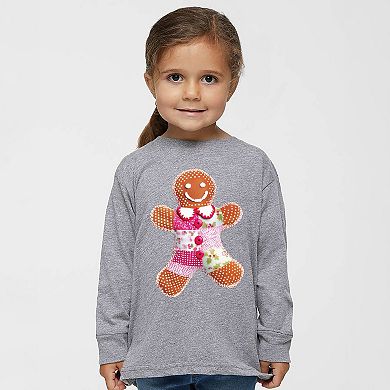 Gingerbread Polka Dot Patchwork Print - Toddler Long Sleeve Graphic Tee