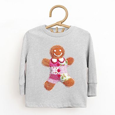 Gingerbread Polka Dot Patchwork Print - Toddler Long Sleeve Graphic Tee