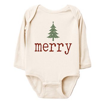 Merry Christmas Tree Stars - Baby Long Sleeve Bodysuit