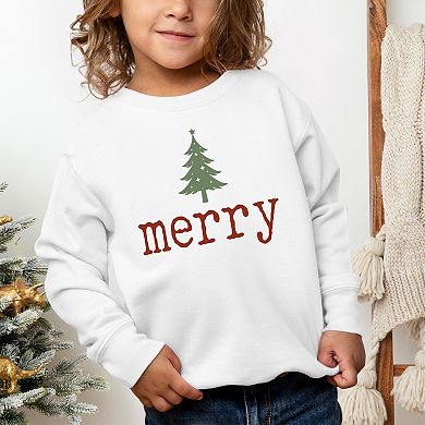 Merry Christmas Tree Stars - Toddler Graphic Sweatshirt