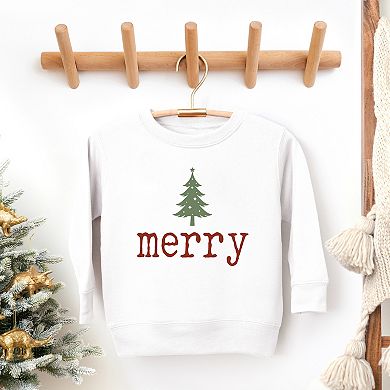 Merry Christmas Tree Stars - Toddler Graphic Sweatshirt