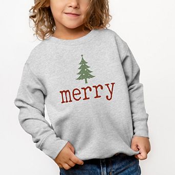 Merry Christmas Tree Stars - Toddler Graphic Sweatshirt