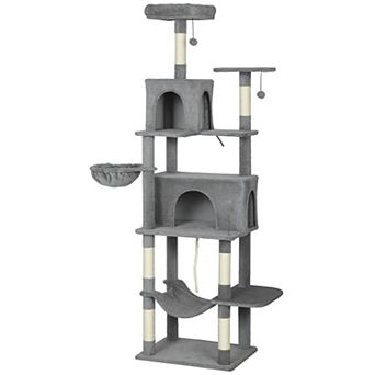 PawHut Multi-Level Cat Tree with 2 Condos, 80inch Tall Cat Tower for Indoor