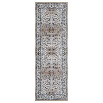 Washable Area Rug Vintage Floral Carpet Non-Slip Low Pile Rugs for Living Room Bedroom