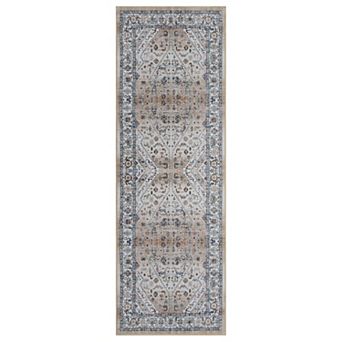 Washable Area Rug Vintage Floral Carpet Non-Slip Low Pile Rugs for Living Room Bedroom