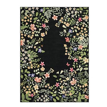 Washable Botanical Area Rugs Runner Rugs,Vintage Floral Carpet for Living Room Bedroom Dining Room