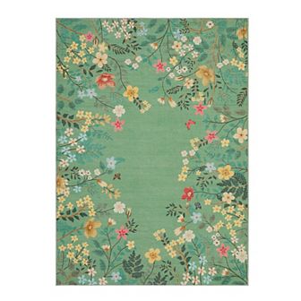 Washable Botanical Area Rugs Runner Rugs,Vintage Floral Carpet for Living Room Bedroom Dining Room