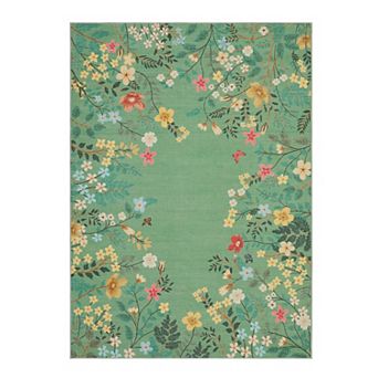 Washable Botanical Area Rugs Runner Rugs,Vintage Floral Carpet for Living Room Bedroom Dining Room