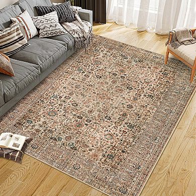 Vintage Floral Boho Area Rugs Runner Rug Carpet for Living Room Bedroom Nursery Kids Room Hallway