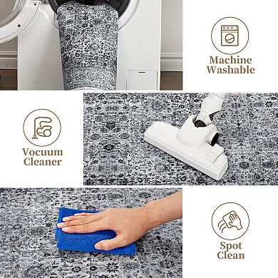 Vintage Floral Boho Area Rugs Runner Rug Carpet for Living Room Bedroom Nursery Kids Room Hallway