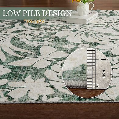 Washable Foldable Printed Area Rug Faux Cashmere Low Pile Soft Carpet