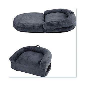 Garvee 71"x43"x10" Dog Bed Sofa Foldable Portable Lounger with Storage Pocket and Washable Cover