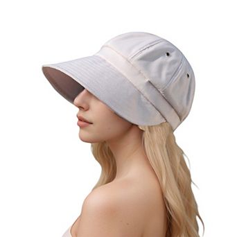 Womens Wide Brim Baseball Cap Bundle with UV Protection Ponytail Hole and Outdoor Style