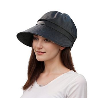 Womens Wide Brim Baseball Cap Bundle with UV Protection Ponytail Hole and Outdoor Style