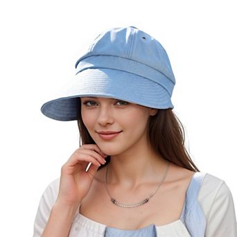Womens Wide Brim Baseball Cap Bundle with UV Protection Ponytail Hole and Outdoor Style